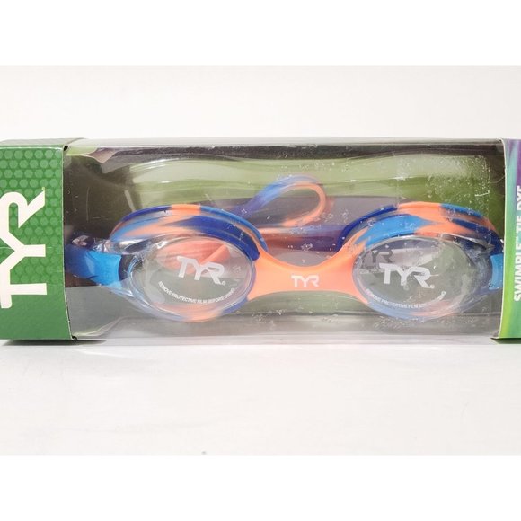 TYR Swimple Tie Dye Kids Fit and Safe 3+ Swimming Goggles Orange/Blue - Picture 3 of 7